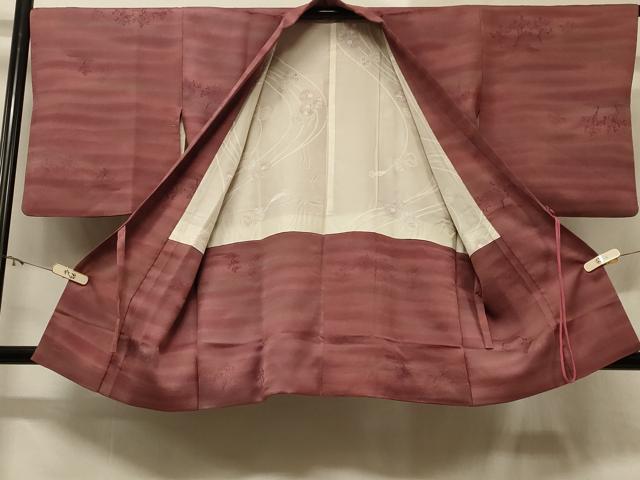 平和屋着物＃道中着　霞枝花文　暈し染め　正絹　逸品　CABD1349in