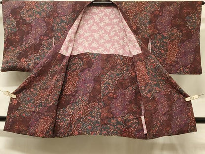 平和屋着物＃道行コート　草花文　正絹　逸品　CABD1353in