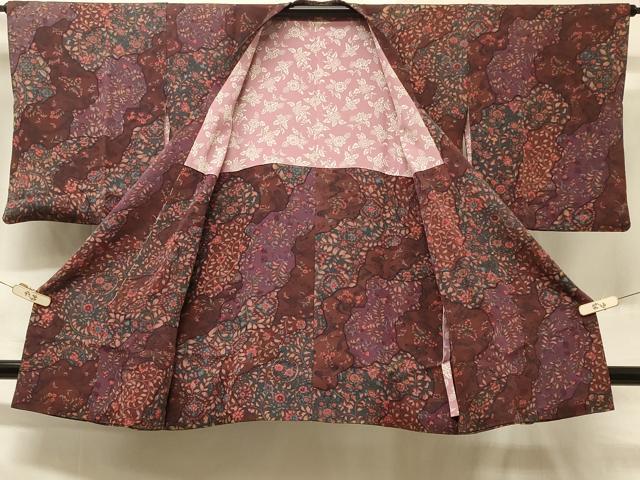 平和屋着物＃道行コート　草花文　正絹　逸品　CABD1353in