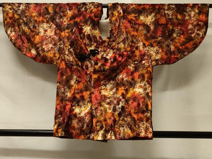 平和屋着物＃和装コート　霞花文　暈し染め　正絹　逸品　CABD1354in