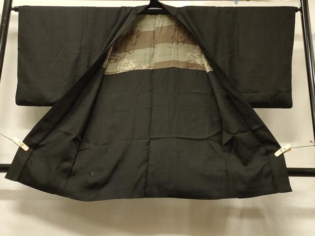 平和屋着物＃男性　羽織　黒地　正絹　逸品　CABD1358in
