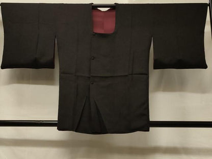 平和屋着物＃道行コート　リバーシブル　横段霞文　暈し染め　黒地　正絹　逸品　CABD1365in