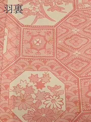 平和屋着物＃道行コート 草花地紋 鉛丹色 正絹 逸品 CABD1376in