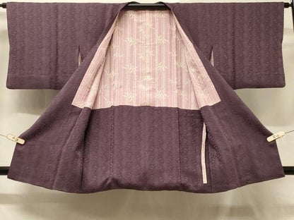 平和屋着物＃道行コート　唐草地紋　濃色　正絹　逸品　CABD1384in
