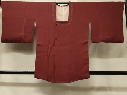 平和屋着物＃道行コート　舞桜地紋　葡萄茶色　正絹　逸品　CABD1395in