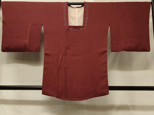 平和屋着物＃道行コート　舞桜地紋　葡萄茶色　正絹　逸品　CABD1395in
