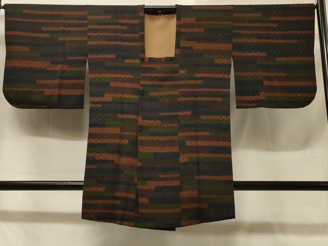 平和屋着物＃道行コート 横段文 正絹 逸品 CABD1396in