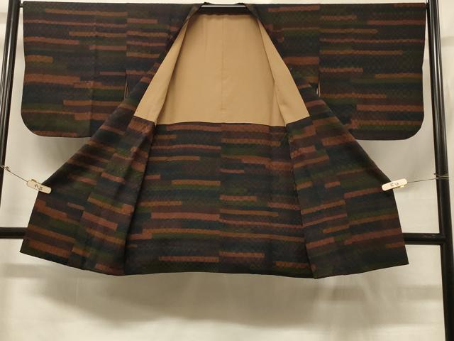 平和屋着物＃道行コート 横段文 正絹 逸品 CABD1396in