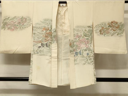 平和屋着物＃羽織 寿光織 草花文 金銀糸 正絹 逸品 CABD1409in