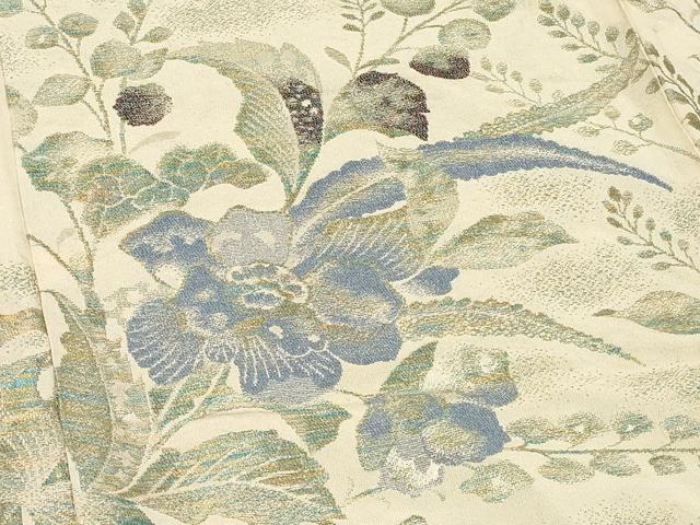 平和屋着物＃羽織 寿光織 草花文 金銀糸 正絹 逸品 CABD1409in