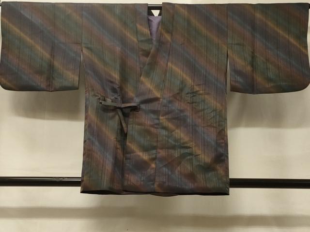 平和屋着物＃道中着　斜線文　暈し染め　洗える着物　CABD1485in