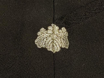 平和屋着物＃羽織　寿光織　結び紐　黒地　金銀糸　正絹　逸品　CABD1504in
