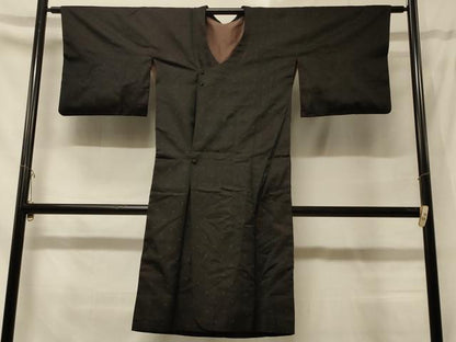 平和屋着物＃道行コート 雨コート ドット 黒地 ロング丈 正絹 逸品 CABD1560in