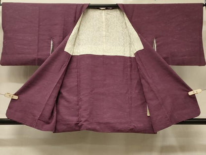 平和屋着物＃道行コート　草花地紋　京紫色　正絹　逸品　CABD1563in