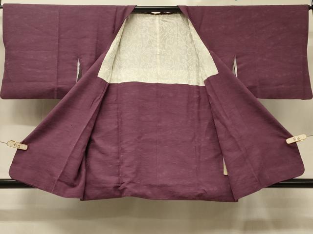 平和屋着物＃道行コート　草花地紋　京紫色　正絹　逸品　CABD1563in