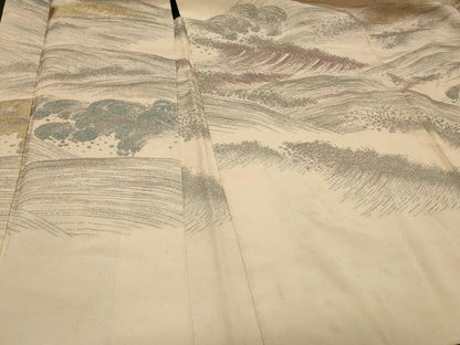 平和屋着物＃羽織　寿光織　立波文　金糸　正絹　逸品　CABD1564in