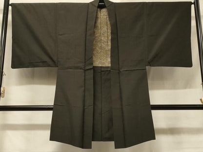 平和屋着物＃男性 本場大島紬 長羽織 格子柄 正絹 逸品 CABD1570in