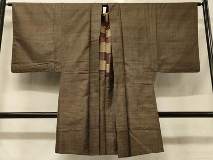 平和屋着物＃男性 本場大島紬 長羽織 横段文 正絹 逸品 CABD1573in