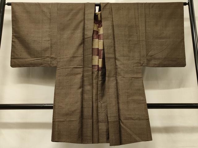 平和屋着物＃男性 本場大島紬 長羽織 横段文 正絹 逸品 CABD1573in