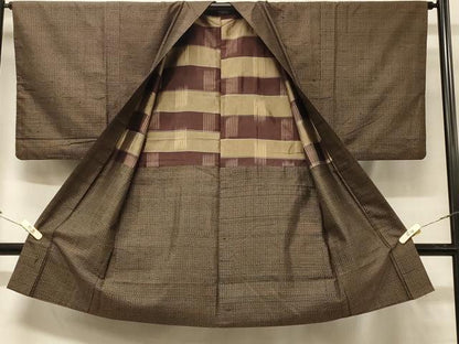 平和屋着物＃男性 本場大島紬 長羽織 横段文 正絹 逸品 CABD1573in
