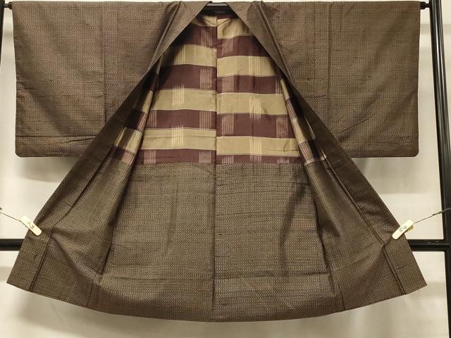 平和屋着物＃男性 本場大島紬 長羽織 横段文 正絹 逸品 CABD1573in