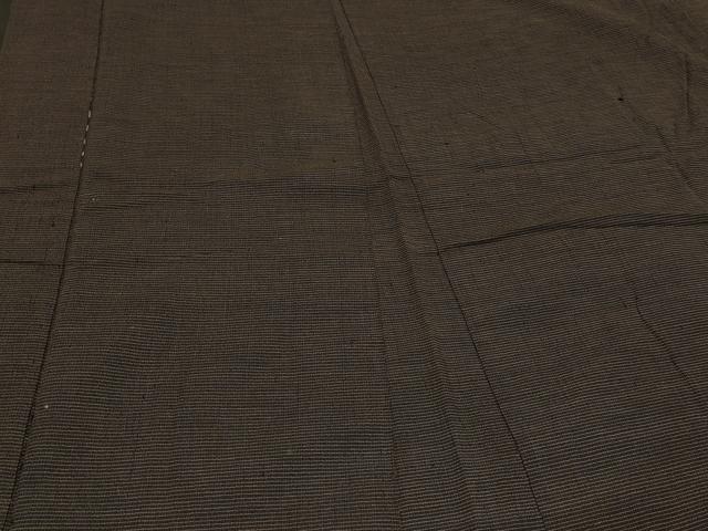 平和屋着物＃男性　長羽織　紬地　黒地　正絹　逸品　CABD1576in