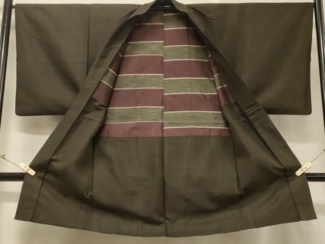 平和屋着物＃男性　長羽織　紬地　霞文　正絹　逸品　CABD1577in