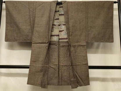 平和屋着物＃男性 本場大島紬 長羽織 格子柄 正絹 逸品 未使用 CABD1579in