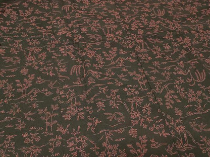 平和屋着物＃道行コート 紬地 草花文 黒地 CABD1584in