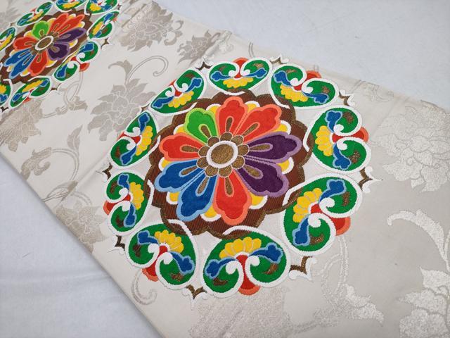 平和屋着物◎六通柄袋帯　唐織　大和文華　金糸　正絹　逸品　CABD1604ha