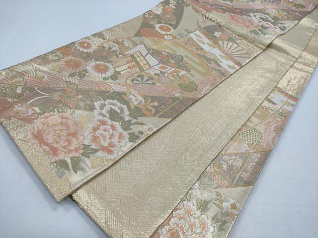 平和屋着物◎佐賀錦　六通柄袋帯　花乃舞　金糸　正絹　逸品　CABD1611ha