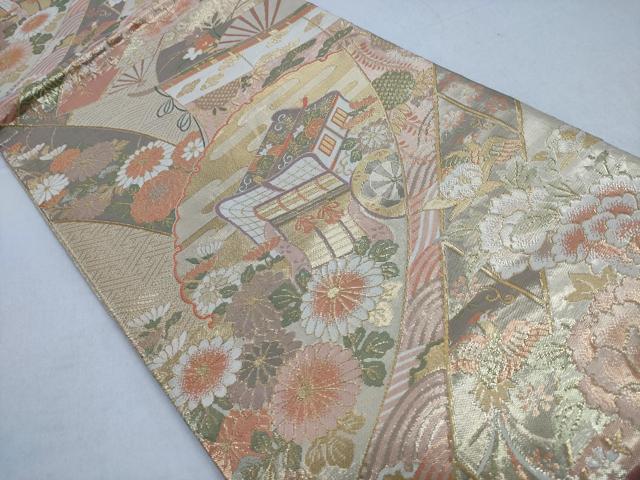 平和屋着物◎佐賀錦　六通柄袋帯　花乃舞　金糸　正絹　逸品　CABD1611ha