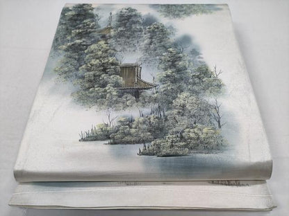 平和屋着物◎六通柄袋帯　手描き　風景草木文　正絹　逸品　CABD1612ha