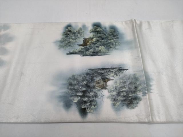平和屋着物◎六通柄袋帯　手描き　風景草木文　正絹　逸品　CABD1612ha