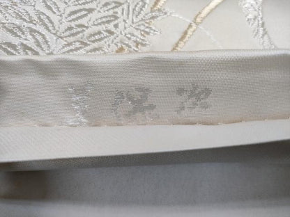 平和屋着物◎全通柄袋帯　美保姿　御所車花松文　銀糸　正絹　逸品　CABD1614ha