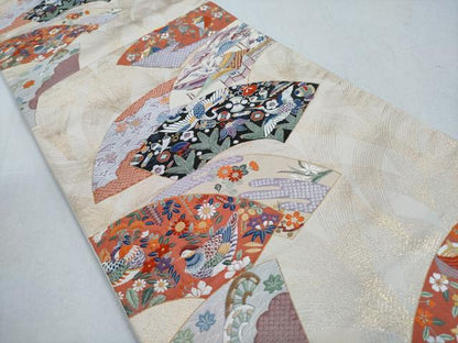 平和屋着物◎六通柄袋帯　唐織　慶長の華　金糸　正絹　逸品　CABD1625ha