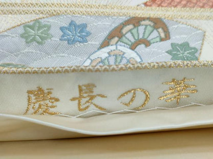 平和屋着物◎六通柄袋帯　唐織　慶長の華　金糸　正絹　逸品　CABD1625ha
