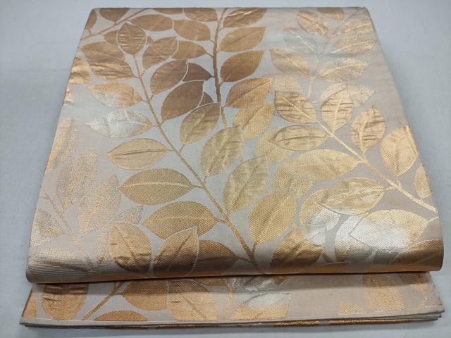 平和屋着物◎六通柄袋帯　枝葉文　正絹　逸品　CABD1631ha