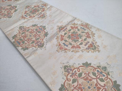 平和屋着物◎六通柄袋帯　正倉院花文　金糸　正絹　逸品　CABD1639ha