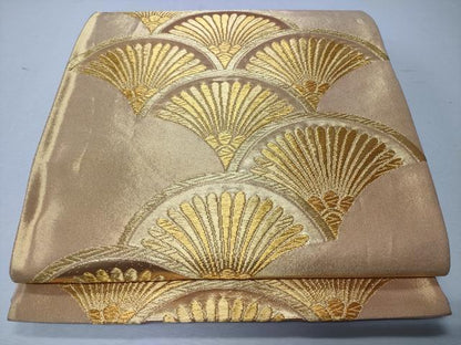 平和屋着物◎六通柄袋帯　松葉青海波　金糸　正絹　逸品　CABD1644ha
