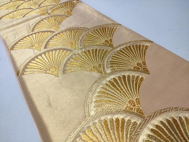 平和屋着物◎六通柄袋帯　松葉青海波　金糸　正絹　逸品　CABD1644ha