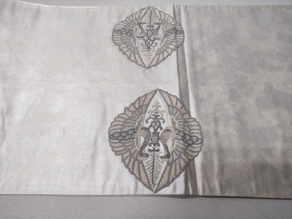 平和屋着物◎中国三大刺繍　総相良刺繍　太鼓柄袋帯　向かい鳥菱吉祥文　引箔　正絹　逸品　CABD1645ha