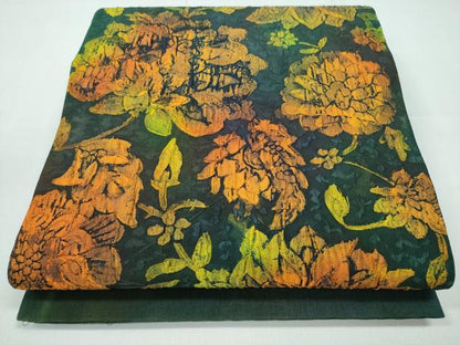 平和屋着物◎全通柄袋帯　纐纈　ふくれ織　更紗花文　正絹　逸品　CABD1681ha