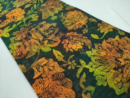 平和屋着物◎全通柄袋帯　纐纈　ふくれ織　更紗花文　正絹　逸品　CABD1681ha