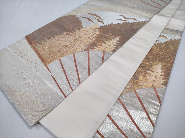 平和屋着物◎六通柄袋帯　山雲水明図　金銀糸　正絹　逸品　CABD1694ha