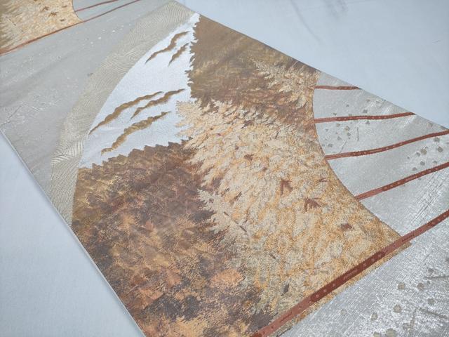 平和屋着物◎六通柄袋帯　山雲水明図　金銀糸　正絹　逸品　CABD1694ha