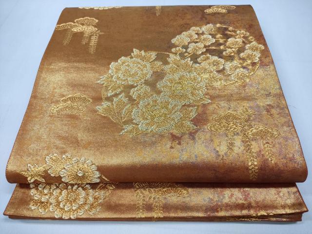平和屋着物◎六通柄袋帯　桃山花丸文　金糸　正絹　逸品　CABD1697ha