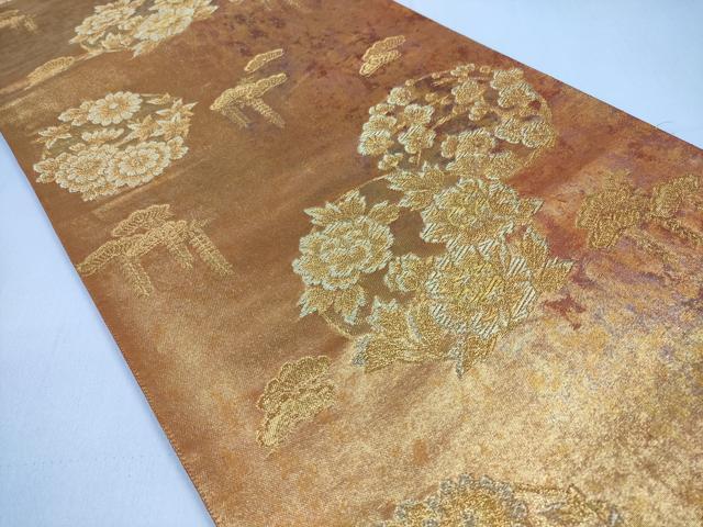 平和屋着物◎六通柄袋帯　桃山花丸文　金糸　正絹　逸品　CABD1697ha
