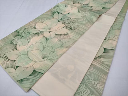 平和屋着物◎六通柄袋帯 流水花文 正絹 逸品 CABD1710ha