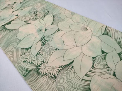 平和屋着物◎六通柄袋帯 流水花文 正絹 逸品 CABD1710ha